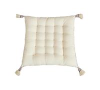 YB-FCJKPA Cojín Cuadrado de Algodón Beige con Flecos para la Silla (Beige(with Fringe))