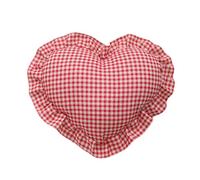 YB-FCJKPA Cojín Decorativo de Amor a Cuadros con Volantes, Cojines Decorativos en Rejilla, Cojín en Forma de Corazón para Decoración de Bodas, Inserto Incluido (Red)