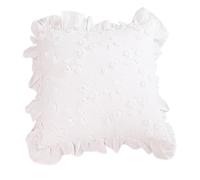 YB-FCJKPA French Romance Pastoral Cushion Cover 45x45cm Ruffle Edge Lace Cotton Flower Embroidered Throw Pillow Cover for Sofa Home Decor (B)