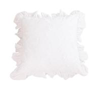 YB-FCJKPA French Romance Pastoral Cushion Cover 45x45cm Ruffle Edge Lace Cotton Flower Embroidered Throw Pillow Cover for Sofa Home Decor (D)
