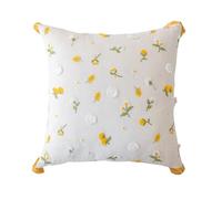 YB-FCJKPA French Romance Pastoral Cushion Cover 45x45cm Ruffle Edge Lace Cotton Flower Embroidered Throw Pillow Cover for Sofa Home Decor (F)