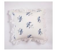 YB-FCJKPA French Romance Pastoral Cushion Cover 45x45cm Ruffle Edge Lace Cotton Flower Embroidered Throw Pillow Cover for Sofa Home Decor (G)
