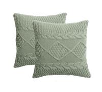 YB-FCJKPA Fundas de Almohada de Punto de Trenza, Funda Decorativa de Almohada de Punto Doble Lateral Suave para Cama, Sofá Cuadrado y Cálido (Pea Green)