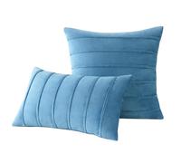 YB-FCJKPA Fundas de Almohadas de Terciopelo a Rayas Fundas de Almohada Modernas, Suaves y Acogedoras para Cama de Invierno, Sofá con Cojines Salón (Aqua Blue)