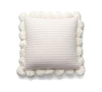 YB-FCJKPA Fundas Decorativas Sólidas para Almohadas con Pompones, Fundas Cuadradas con Bola de Borlas, Borla de 18 x 18 Pulgadas y Falso de Cojín (White)