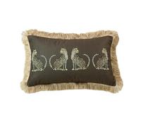 YB-FCJKPA Leopard Printed Velvet Throw Pillow Covers with Gold Tassels Soft Cushion Case for Sofa Living Room Bed Home Decor (Brown-30x50cm)