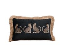 YB-FCJKPA Leopard Printed Velvet Throw Pillow Covers with Gold Tassels Soft Cushion Case for Sofa Living Room Bed Home Decor (Black-30x50cm)