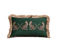 YB-FCJKPA Leopard Printed Velvet Throw Pillow Covers with Gold Tassels Soft Cushion Case for Sofa Living Room Bed Home Decor (Dark Green-30x50cm)