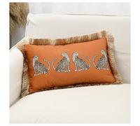 YB-FCJKPA Leopard Printed Velvet Throw Pillow Covers with Gold Tassels Soft Cushion Case for Sofa Living Room Bed Home Decor (Orange-30x50cm)