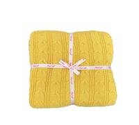 YB-FCJKPA Manta de Punto de Color Sólido Twist, Manta Decorativa de Punto Gruesa, Suave Cálida y Acogedora para Invierno, Lavable a Máquina, 47 x 71 Pulgadas (Yellow)