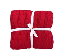 YB-FCJKPA Manta de Punto de Color Sólido Twist, Manta Decorativa de Punto Gruesa, Suave Cálida y Acogedora para Invierno, Lavable a Máquina, 47 x 71 Pulgadas (Red)