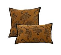 YB-FCJKPA Pack of 2 Animals Pillowcase Leopard Zebra Decorative Jacquard Pillow Covers for Living Room Sofa Home Bedroom Decor (Leopard A)