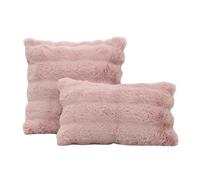 YB-FCJKPA Pack of 2 Faux Rabbit Fur Pillow Cover, Fluffy, Fuzzy, Decorative Plush Cushion Cover for Sofa, Bed, Chair, Couch (Pink)