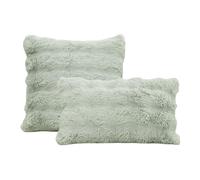 YB-FCJKPA Pack of 2 Faux Rabbit Fur Pillow Cover, Fluffy, Fuzzy, Decorative Plush Cushion Cover for Sofa, Bed, Chair, Couch (Green)