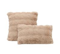 YB-FCJKPA Pack of 2 Faux Rabbit Fur Pillow Cover, Fluffy, Fuzzy, Decorative Plush Cushion Cover for Sofa, Bed, Chair, Couch (Khaki)