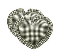 YB-FCJKPA Pack of 2 Fundas de Cojines de Amor con Volantes y a Cuadros, Pillow Covers de Cuadros, Funda de Almohada en Forma de Corazón para Decoración de Bodas (Dark Green)