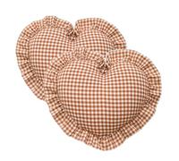 YB-FCJKPA Pack of 2 Fundas de Cojines de Amor con Volantes y a Cuadros, Pillow Covers de Cuadros, Funda de Almohada en Forma de Corazón para Decoración de Bodas (Caramel)