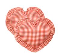 YB-FCJKPA Pack of 2 Fundas de Cojines de Amor con Volantes y a Cuadros, Pillow Covers de Cuadros, Funda de Almohada en Forma de Corazón para Decoración de Bodas (Orange)