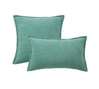 YB-FCJKPA Pack of 2 Herringbone Solid Color Throw Pillow Covers, Soft Chenille Couch Cushion Covers with Elegant Design Sofa Bedroom Living Room (Green)