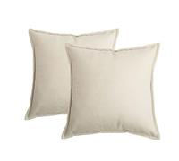 YB-FCJKPA Pack of 2 Minimalist Solid Color Throw Pillow Covers, Simple Breathable Soft Pillowcase Decorative Cushion Covers for Home Decor (Beige)