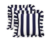 YB-FCJKPA Pack of 2 Striped Ruffled Velvet Throw Pillow Covers Soft Contrast Color Cushion Case for Sofa Living Room Bed Home Decor, 18 x 18 Inch (C)