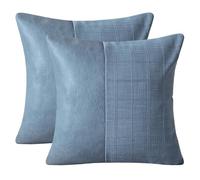 YB-FCJKPA Set of 2 Modern PU Leather Throw Pillow Cover (Blue)
