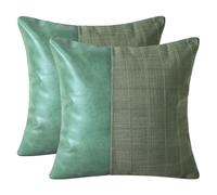 YB-FCJKPA Set of 2 Modern PU Leather Throw Pillow Cover (Green)