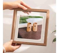 YBAAKZIIR Marcos de Fotos Collage, Marco de Fotos Vidrio Flotante Doble Cara, acrílico y MDF, Multicolor, Varios tamaños(Mahogany Color,6-Inch [10.1 * 15.1cm])