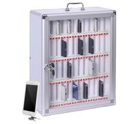 ybaymy Armario de 48 ranuras para teléfono celular, de aleación de aluminio, con bolsillo, para montar en la pared/independiente, armario de almacenamiento para teléfonos celulares con cerradura y asa