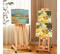 ybaymy Caballete de marco en H resistente, soporte grande para pintar, caballete de madera plegable para exhibición, caballete de artista con ruedas, sostiene 1 o 2 lienzos de hasta 190 cm, caballetes