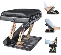 ybaymy Reposapiés ajustable con almohadilla extraíble suave, 4 niveles de altura debajo del escritorio con superficie de masaje, carga máxima de 120 kg para viajes, coche, hogar, tren negro