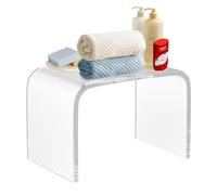 ybaymy Taburete de ducha de acrílico transparente, antideslizante, impermeable, transparente, para baño, cocina, dormitorio, asiento moderno, taburete de inodoro, reposapiés, estante de exhibición