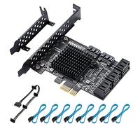 YBBOTT SATA USB 3.0 Tarjeta Controladora de Expansión, 8 Puertos PCIE SATA Tarjeta Controladora PCI-E X1 3.0 Gen3 (6Gbps) para Windows 10/8/Ubuntu (ASM1064 + JMB575)