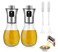 YBCCBY 2 PCS Botella de Spray de Aceite de 200ml Pulverizador de Aceite de Vidrio Dispensador de Aceite en Spray Rociador de Aceite Botella de Aceite en Aerosol con Cepillo y Embudo para Cocinar BBQ