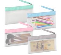 YBCCBY 4 PCS Cartuchera Transparente de TPU, Bolsa de Lápices Escolar Impermeable, Estuche Portátil con Cremallera para Neceser