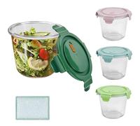 YBCCBY 4 PCS Recipientes de Cristal para Alimentos con Tapa Recipientes de Vidrio para Alimentos Redondos Recipientes de Vidrio de Almacenamiento de Alimentos Recipiente Hermético Redondo para Sopa