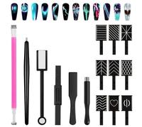 YBCCBY Imán de palillo de uñas, 15 unidades, imán de uñas, 3D, magnético, manicura, herramienta de manicura, gel UV, efecto doble cabeza magnética para esmalte de uñas de ojo de gato