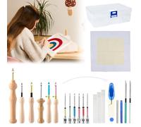 YBCCBY Kit de Bordado de Aguja de Perforación Juego de Agujas de Bordado Kit Aguja Magica para Bordar Aguja Punzonado Bordado Herramientas de Aguja de Perforación Ajustable para DIY Coser Bordar