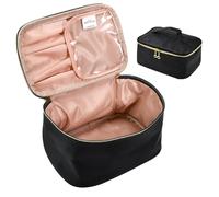 YBCCBY Neceser de Baño para Hombre y Mujer Bolsa de Maquillaje Portátil de Gran Capacidad Neceser de Viaje Bolsa de Maquillaje de Piel Sintética para Viaje de Noche Negro