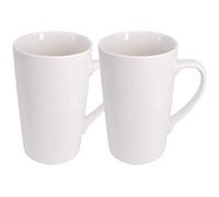 YBCPACK Paquete de 2 tazas de porcelana de 450 ml de 450 ml para café, taza de cerámica blanca grande y alta con asa