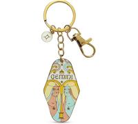 YBDADOEH Llavero Vintage ilustrado del Zodiaco, Dije de Metal esmaltado de Las Doce Constelaciones, Colgante de Coche Estilo Motel Retro, for Coches y Bolsos.(Gemini)