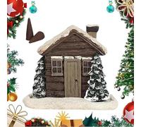 YBDADOEH Quemador de Incienso con Forma de cabaña de Troncos y Chimenea humeante, Adorable Quemador de Incienso navideño con Forma de casita de Nieve, recogedor de Cenizas