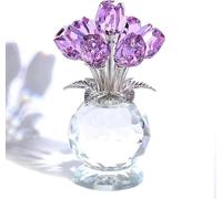 YBDADOEH Ramo de Rosas Rosas de Cristal con Figura Floral y jarrón Redondo. Un símbolo Atemporal de Elegancia y Amor. Un Regalo excelente for Seres Queridos y Familiares.(Purple)