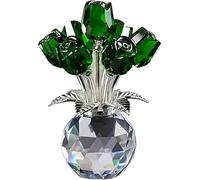 YBDADOEH Ramo de Rosas Rosas de Cristal con Figura Floral y jarrón Redondo. Un símbolo Atemporal de Elegancia y Amor. Un Regalo excelente for Seres Queridos y Familiares.(Green)