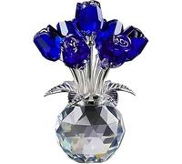 YBDADOEH Ramo de Rosas Rosas de Cristal con Figura Floral y jarrón Redondo. Un símbolo Atemporal de Elegancia y Amor. Un Regalo excelente for Seres Queridos y Familiares.(Blue)