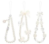 YBEATY 3 correas de muñeca para teléfono con cuentas de mariposa y perlas para teléfono celular, correa estética para teléfono celular, deslumbrante, decoración con colgante de lazo de flores Y2K