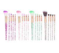 YBEATY Juego de 20 brochas de maquillaje de cristal con purpurina para corrector, sombra de ojos, delineador de ojos, base brillante, maquillaje, mezcla de labios, brochas sintéticas, kit de