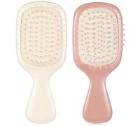 YBEATY Paquete de 2 mini de pelo portátiles de tamaño de viaje, cerdas suaves, bolsillos húmedos y secos, monederos, para el pelo, pequeño peine desenredante para mujeres, hombres