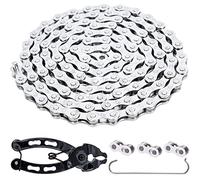 YBEKI Cadena Bicicleta 6/7/8 Velocidades - Acero Carbono 11,500 PSI, 1/2"x11/128" 116E, 3 PowerLock + Herramienta, Plateado Anticorrosión 5X, Compatible Shimano HG/SRAM PC (MTB/Carretera)