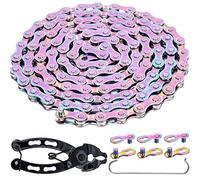 YBEKI Cadena de bicicleta colorida 6/7/8 velocidades de acero de carbono - 11.500 PSI de resistencia a la tracción | 1/2"x11/128" pulgadas 116 eslabones con 3× PowerLock+herramienta | Compatible con 6